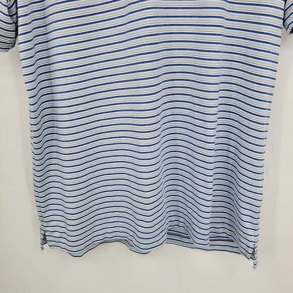 Peter Millar Crown Crafted Blue Striped Performance Men's Golf Polo Shirt Large - Picture 8 of 11